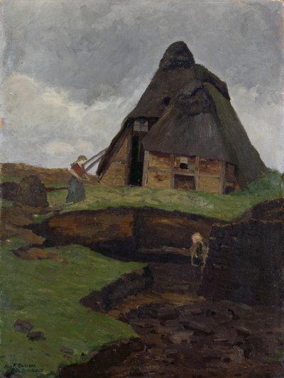 Mire Cottage med barn av Fritz Overbeck