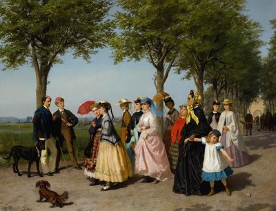 The Promenade (olje på lerret) av Fritz Paulsen