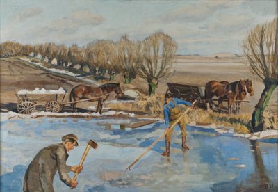 Gårdsmenn som henter is, 1927 av Fritz Syberg