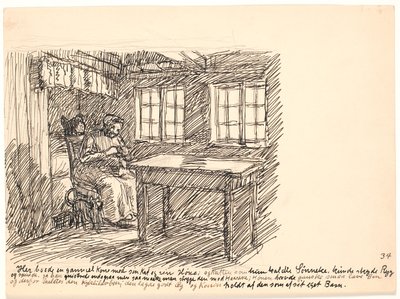 Her bodde en gammel kvinne med katten sin og høna... av Fritz Syberg