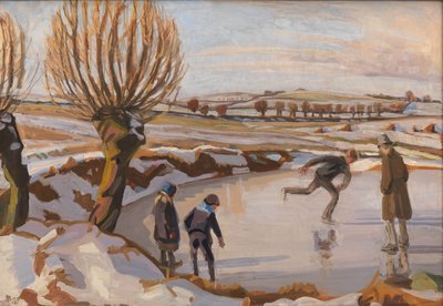Vinteren er kommet. Landskap med skatere av Fritz Syberg