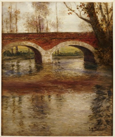 Et elvelandskap med en bro av Frits Thaulow