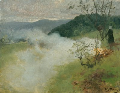 Bål av hageavfall av Fritz Thaulow