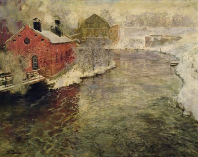 Factories by the Akers River (Kristiania/ Oslo) av Fritz Thaulow