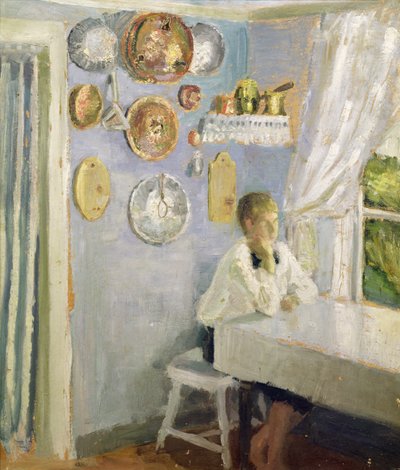 Harald ved frokostbordet, ca.1900 (olje på panel) av Fritz Thaulow