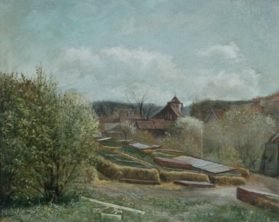 Landskap med Oslo sykehus, ca. 1880 (maleri) av Fritz Thaulow