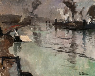 Røykestenger langs elven av Frits Thaulow