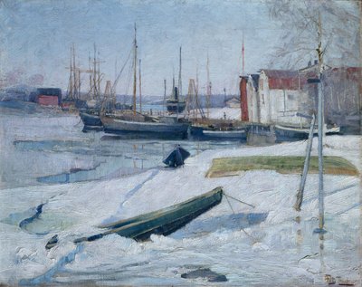 Vinter i havna, Oslofjorden av Fritz Thaulow
