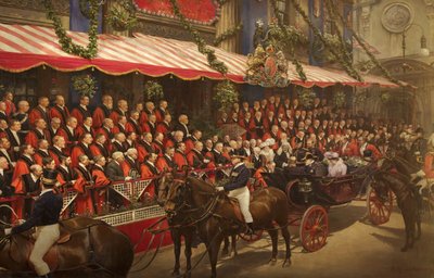 Kong Edward VII gir rådmannen Edward B. James æren av ridderskap i rådhuset, 9. juli 1908 av Fritz von Kamptz