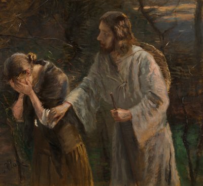 kvinne, hvorfor gråter du? av Fritz von Uhde