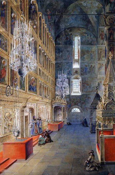 Interiør av Assumption Cathedral of the Moscow Kreml, 1819 av Fyodor Alexeyev
