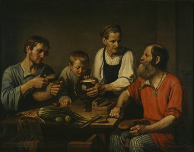 Bondefamilie før middag, 1824 av Fyodor Grigoryevich Solntsev