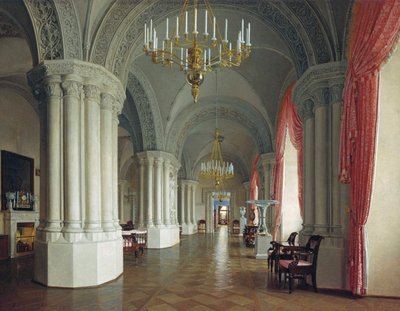 Den gotiske hallen i vinterpalasset i St. Petersburg, 1840-tallet. av Fyodor Osipovich Yushkov
