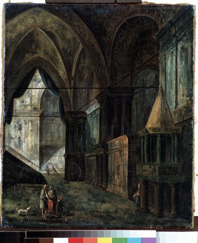 I en katedral (I en katedral). Maleri av Fjodor Yakovlevich Alexeev (1753-1824). Olje på lerret, 35,5 x 30,5 cm av Fyodor Yakovlevich Alexeev