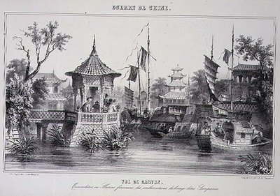 Utsikt over kantonen, som viser kvinnelige sjømenn i sampanene sine, fra "The War in China" av G.C. de Fortavion