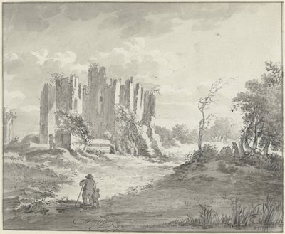 Landskap med ruiner og noen bønder av G.F. Buijs (possibly)