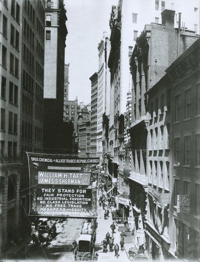 Taft og Sherman Banner på Maiden Lane, New York City, 1908 av G.P. Hall und Sohn