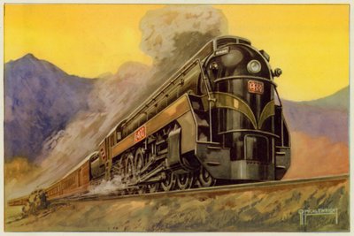 Canadian National Railway, Express Streamlined Locomotive No 6400, 4-8-4 (farge litho) av G.P. Micklewright