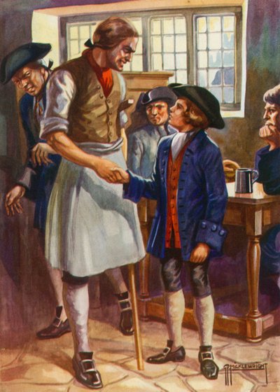 Illustrasjon for Treasure Island av Robert Louis Stevenson (litho-farge) av G.P. Micklewright