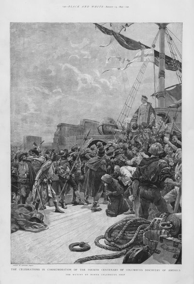 Mytteri om bord på skipet til Christopher Columbus under hans første reise til den nye verden av G.S. (after) Amato