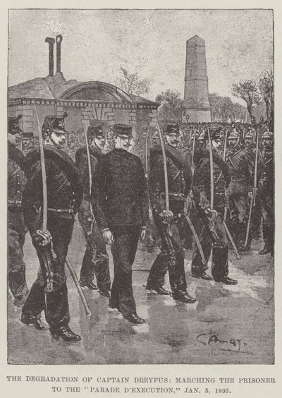 The Degradation of Captain Dreyfus, marsjerer fangen til Parade d