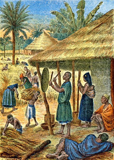 Landsby i Sudan, ca. 1900-1910 (illustrasjon) av G. Dascher