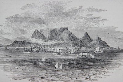 Cape Town sett fra Table Bay, Sør-Afrika, fra 