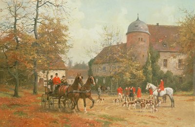 Ankommer for jakten, 1800-tallet av G. Koch