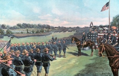 President McKinley gjennomgår USAs frivillige ved Camp Alger av G. W. Peters