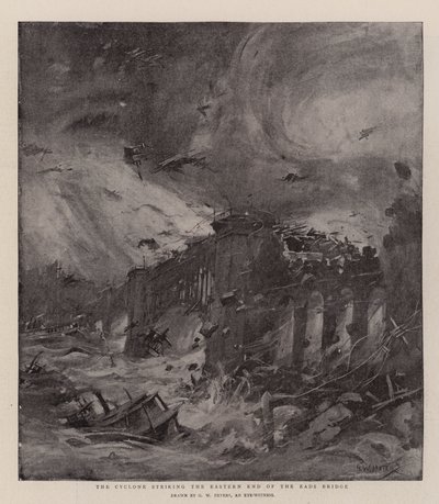 Syklonen rammer østenden av Eads-broen av G. W. Peters