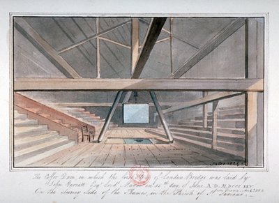 Utsikt over fundamentet til London Bridge, 1825 av G Yates