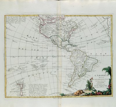 Amerika delt inn i sine hovedstater, gravering av G. Zuliani hentet fra Tome I of the Newest Atlas publisert i Venezia i 1776 av Antonio Zatta, Private Collection av G. Zuliani