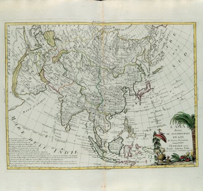 Asia delt inn i sine hovedstater, gravering av G. Zuliani hentet fra Tome I of the Newest Atlas publisert i Venezia i 1777 av Antonio Zatta, Private Collection av G. Zuliani