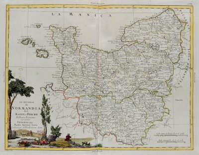 Styringer av Normandie, Maine og Perche, gravering av G. Zuliani hentet fra Tome I of the Newest Atlas publisert i Venezia i 1777 av Antonio Zatta, Private Collection av G. Zuliani