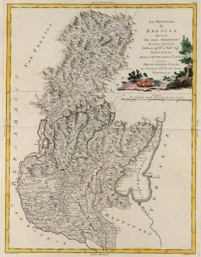 Landområde i staten Veneto: Brescia, gravering av G. Zuliani hentet fra Tome II av "Newest Atlas" publisert i Venezia i 1783 av Antonio Zatta, privat samling av G. Zuliani
