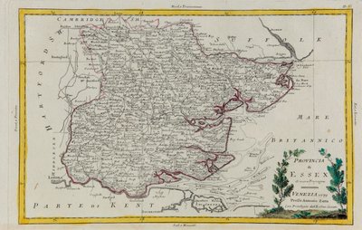 Province of Essex, gravering av G. Zuliani hentet fra Tome I av "Newest Atlas" utgitt i Venezia i 1779 av Antonio Zatta, Private Collection av G. Zuliani