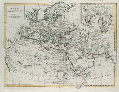 Verden kjent for de gamle, gravering av G. Zuliani hentet fra Tome IV av det nyeste atlas utgitt i Venezia i 1785 av Antonio Zatta, privat samling av G. Zuliani