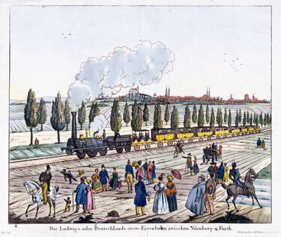 Åpning av Nürnberg-Furth Railway, 7. desember 1835 av G. after Renner