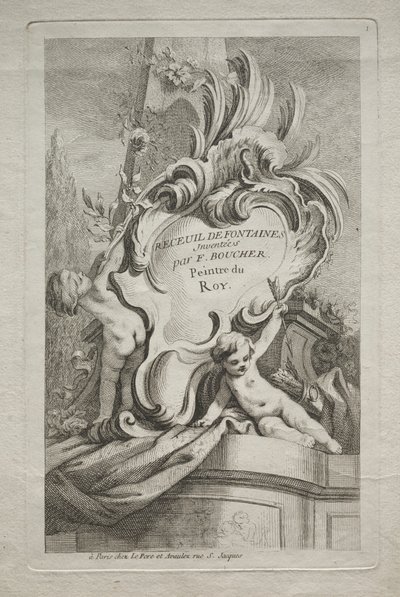 Boken med fontener: nr. 1, tittelside av Gabriel Huquier