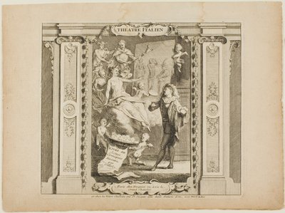 Italiensk teater, frontispice til Livre de Scenes Comiques av Gabriel Huquier