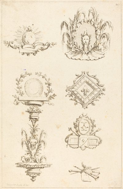 Design for Tail-Pieces: pl. 10 av Gabriel Huquier after Claude Gillot