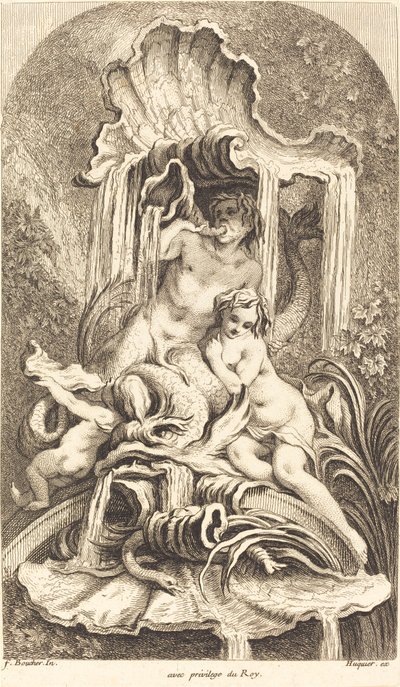 Triton og nymfe av Gabriel Huquier after François Boucher