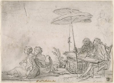 Tegnere Utendørs av Gabriel Jacques de Saint Aubin