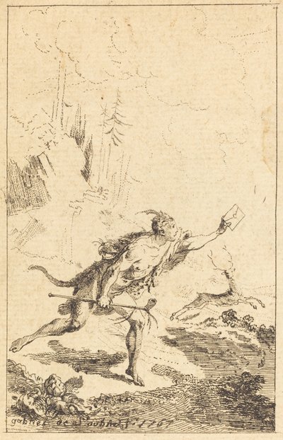 Utsending til M. de Saint-Denis av M. de Belle-Isle, fange [til venstre] av Gabriel Jacques de Saint Aubin