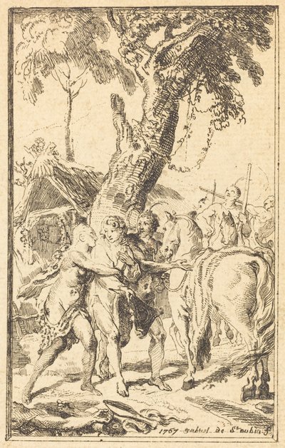 Flight of M. de Belle-Isle, fange med Attakapas [høyre] av Gabriel Jacques de Saint Aubin