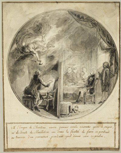 Gabriel de Saint-Aubin utfører portrettet av biskopen av Chartres av Gabriel Jacques de Saint Aubin