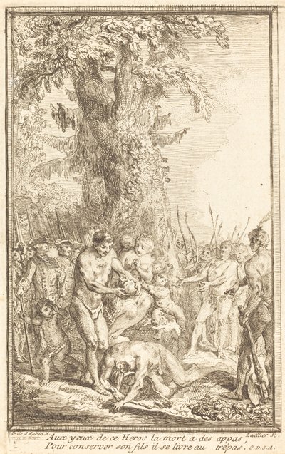 Heroisk handling av en far som ofrer for sin sønn av Gabriel Jacques de Saint Aubin