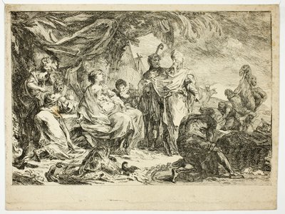 Laban leter etter husgudene sine av Gabriel Jacques de Saint Aubin