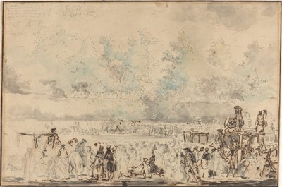 Kongelig anmeldelse av troppene av Gabriel Jacques de Saint Aubin