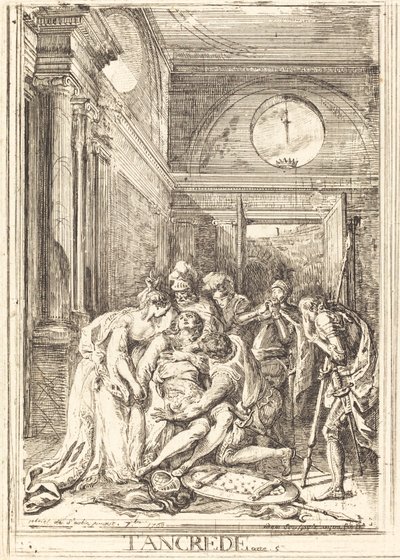 Tancreds død [til venstre] av Gabriel Jacques de Saint Aubin